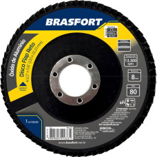 Disco Flap Brasfort 4.1/2'' 80G Reto Oxido Aluminio 9115 - Kit C/10 