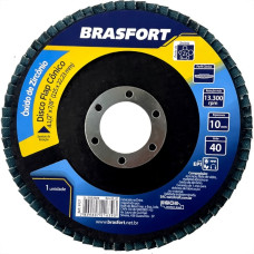 Disco Flap Brasfort 4.1/2 40G Conico Oxido Zirconia 9121 - Kit C/10 