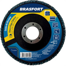 Disco Flap Brasfort 4.1/2 60G Conico Oxido Zirconia 9122 - Kit C/10 