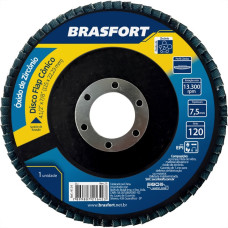 Disco Flap Brasfort 4.1/2 120G Conico Oxido Zirconia 9124 - Kit C/10 