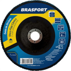 Disco Flap Brasfort 7'' 80G Conico Oxido Zirconia 9127 - Kit C/5 