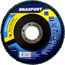 Disco Flap Brasfort 4.1/2'' 40G Reto Oxido Zirconia 9129 - Kit C/10 
