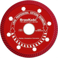 Disco Diamantado Braskoki 110Mm Turbo Jet Vermelho Seco Agua 