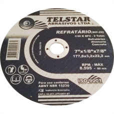 Disco De Corte Para Refratario Telstar 7 X 1/8 X 7/8 2 Telas 302210 - Kit C/10 