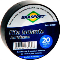 Fita Isolante Brasfort 20M X 19Mm Preta 8239 - Kit C/10 