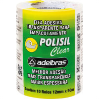 Fita Adesiva Transparente Adelbras 12X50  - Kit C/10 