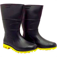 Rca Bota Pvc Preta Solado Amar. 43