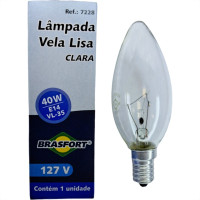 Brasfort Eletrica Lamp Vela Clara E14 40W 127V Brasf - Kit C/10 Pc