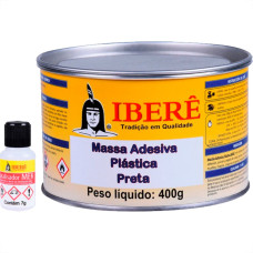 Ibere Massa Plastica  Preta 400 Grs - Kit C/12 Pc