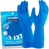 Mucambo Luva  Lisa Azul  M - Kit C/10 Pr