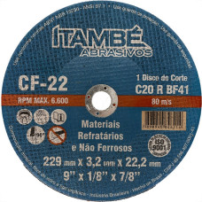 Disco Corte Refratario Itambe 9''X1/8''X7/8''- 2 Telas Cf-22