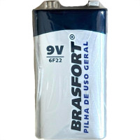 Pilha Brasfort Bateria 9V. Cartela Com 1 Peca - 6312 - Kit C/10 Cartelas