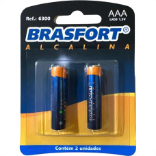 Pilha Brasfort Alcalina Aaa Palito Cartela Com 02 Pecas 6300 - Kit C/10 Cartelas