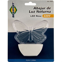 Luz Noturna Brasfort Borboleta Led Rosa 220V. - 8855