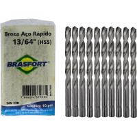 Broca Aco Rapido Brasfort   13/64'' - 7503 - Kit C/10 Pecas