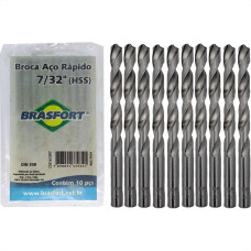 Broca Aco Rapido Brasfort   7/32'' - 7504 - Kit C/10 Pecas