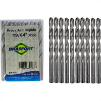 Broca Aco Rapido Brasfort Tam.P 19/64'' - 7509 - Kit C/10 Pecas