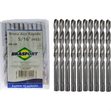 Broca Aco Rapido Brasfort   5/16'' - 7510 - Kit C/10 Pecas