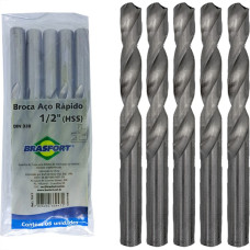 Broca Aco Rapido Brasfort   1/2'' - 7517 - Kit C/5 Pecas