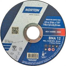 Disco Aco Inox Norton Bna 12 - 4.1/2''X3/64''X7/8''- Fino 1,0Mm