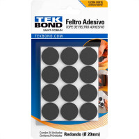 Feltro Adesivo Tekbond Redondo 20Mm Com 24 Pecas