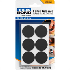 Feltro Adesivo Tekbond Redondo 30Mm Com 12 Pecas