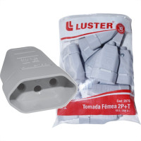 Pino Femea Luster 2 Polos+Terra 10A. Cinza 2078 - Kit C/10 Pecas