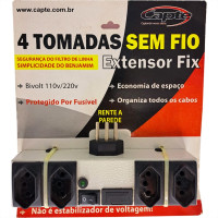 Filtro Linha Capte 4 Tomadas Sem Fio Bivolt Com Fusivel Interruptor E Led Indicador De Tensao.