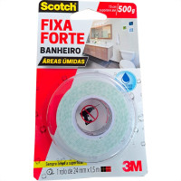 Fita Dupla Face 3M Fixa Forte Banheiro 24Mm X 1,5M - 500G