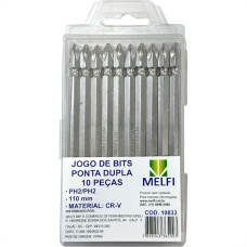 Ponteira Para Parafusadeira Melfi Ponta Dupla Phillips 110Mm Com 10 Pecas