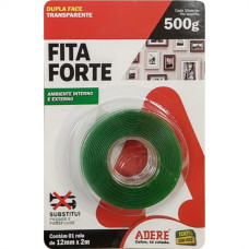 Fita Dupla Face Adere Forte Acrilica Transparente Ambiente Interno/Externo 19Mm X 2M