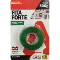 Fita Dupla Face Adere Forte Acrilica Transparente Ambiente Interno/Externo 24Mm X 2M