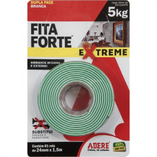 Fita Dupla Face Adere Forte Espuma Branca Extreme Ambiente Interno/Externo 24Mm X 1,5M