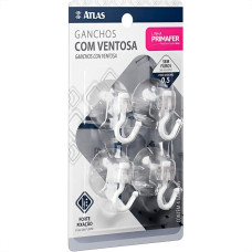 Gancho Ventosa Atlas Primafer Transparente 0,5Kg Com 04 Pecas