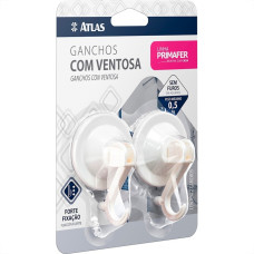 Gancho Ventosa Atlas Primafer Branco 0,5Kg Com 2 Pecas