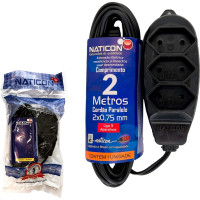 Extensao Naticon Paralela 2 Polos 0,75Mm Preta - 2M