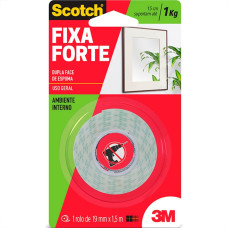 Fita Dupla Face 3M Fixa Forte Espuma 19Mm X1,5M - 1Kg