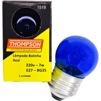 Lampada Bolinha Thompson 7Wx220V Azul - Kit C/10 Pecas