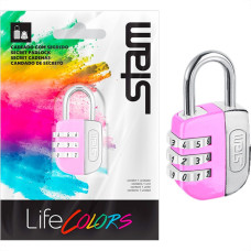 Cadeado Para Mala Stam Life Colors Com Segredo 25Mm Rosa