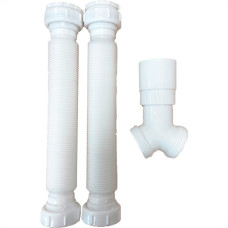 Sifao Sanfonado Extensivel Censi Duplo Branco Com Suporte E Canopla ( Pia - Tanque - Lavatorio ) - 7158