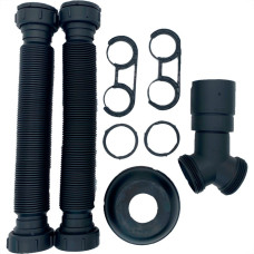 Sifao Sanfonado Extensivel Censi.Duplo Preto Fosco Com Suporte E Canopla ( Pia - Tanque - Lavatorio ) - 7210