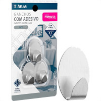 Gancho Adesivo Atlas Primafer Inox 0,5Kg Com 3 Pecas - Pr2591