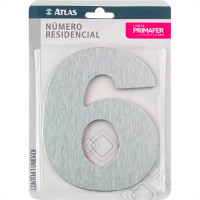 Numero Residencial Atlas Escovado 6Cm Nº 6