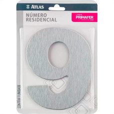 Numero Residencial Atlas Escovado 6Cm Nº 9