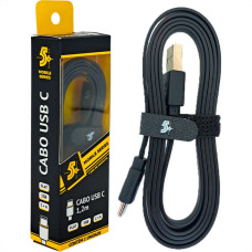 Cabo Usb Tipo C Mobile Para Carregador Pix Flat 5Gb - 1,20M Preto - 018-0038