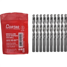 Broca Aco Rapido Cortag   1/8'' - 61942 - Kit C/10 Pecas