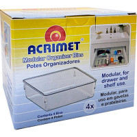 Organizador Acrimet Para Gaveta Grande 16 X 16 X 5,5Cm Caixa Com 4 Pecas