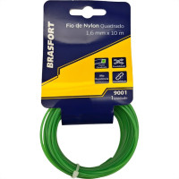 Fio De Nylon Para Aparador De Grama Brasfort Verde Quadrado 1,6Mmx10M - 9001