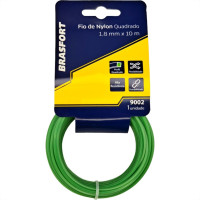 Fio De Nylon Para Aparador De Grama Brasfort Verde Quadrado 1,8Mmx10M