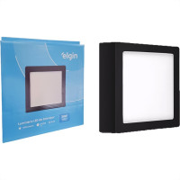 Plafon Led Sobrepor Elgin Quadrado 24W. 6500K. Bivolt Preto